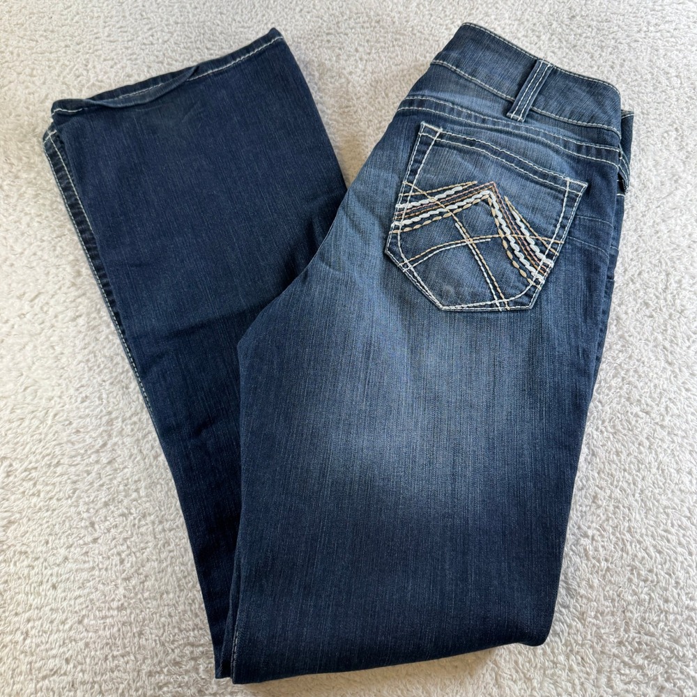 Ariat REAL Denim Jeans Women 32R Dark Wash Excellent Low Rise Bootcut Western